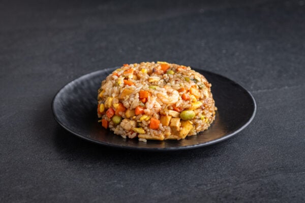 #5 Riz frit aux crevettes et au tofu (FDM,Ya,O) avec sauce sucrée-salée (P)